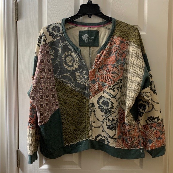 Anthropologie patchwork sweatshirt sz XL - Picture 2 of 7